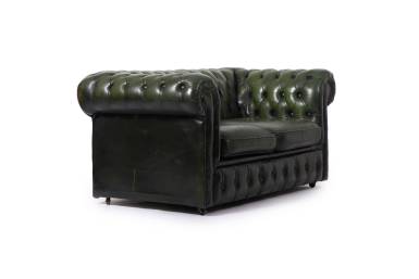 Divano Chesterfield club 2 posti vintage inglese originale verde smeraldo