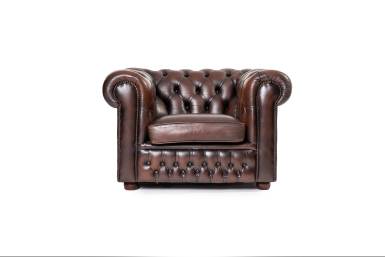 Coppia di poltrone chesterfield club inglese originale vintage marrone