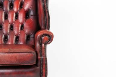 Poltrona chesterfield Queen Anne inglese vintage bordeaux