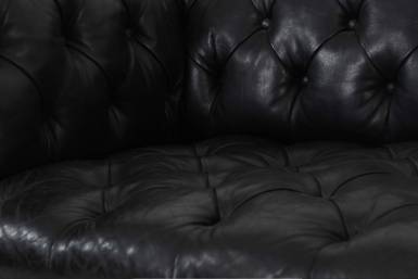 Divano chesterfield club 3 posti antico inglese originale in pelle nera