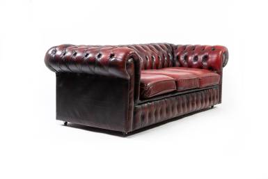 Divano chesterfield club tre posti inglese vintage originale bordeaux '80