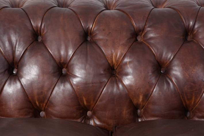 Antico divano 2 posti chesterfield club inglese originale marrone