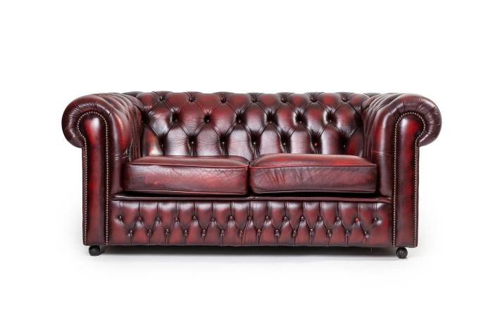 Divano Chesterfield club 2 posti inglese originale vintage bordeaux