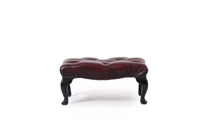 Poggiapiedi chesterfield vintage inglese originale in pelle bordeaux 