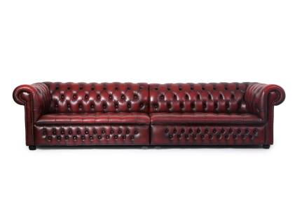 Grande divano 5 posti chesterfield club vintage inglese originale bordeaux 