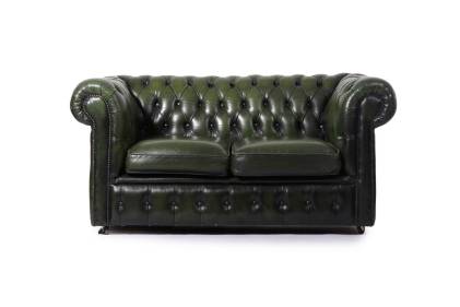 Divano Chesterfield club 2 posti vintage inglese originale verde smeraldo 